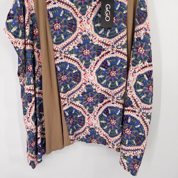 GiGiO Womens  Multicolor Bohemian Print poncho Top tunic size medium new - Picture 6 of 16